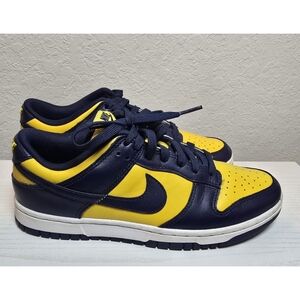 Nike Mens Dunk Low Michigan Navy Blue Yellow Size 8